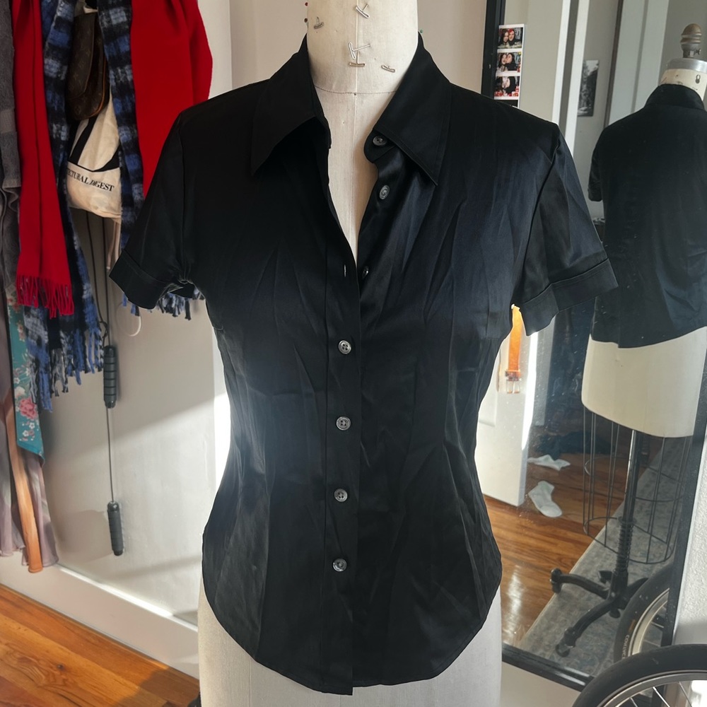 DKNY silk button up top